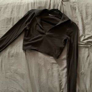 Black Polo crop top
